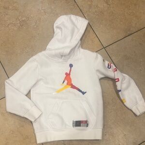 Jorden Kids' White Hoodie with Multicolor Jumpman Logo